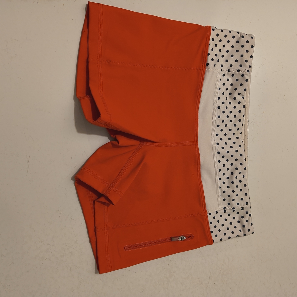 Lululemon Athletica Red Shorts with Polka Dot Waistband